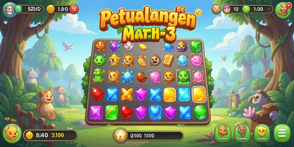 Tangkapan layar 5ZK menampilkan gameplay seru dalam mencocokkan item Match-3.