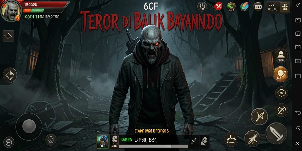 Tangkapan layar gameplay 6CF dengan suasana mencekam dan elemen Horror yang kuat.