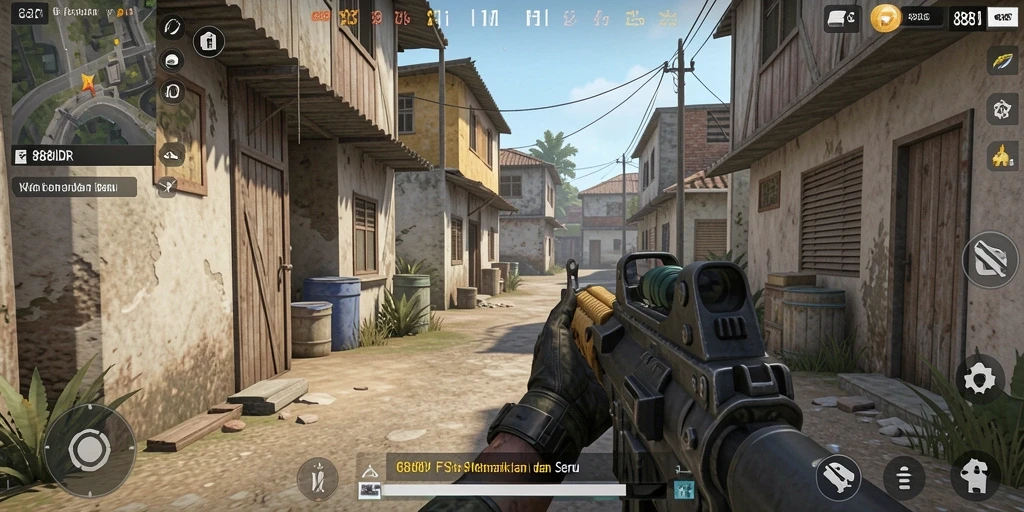 Screenshot gameplay 888IDR yang menampilkan intensitas pertarungan FPS.