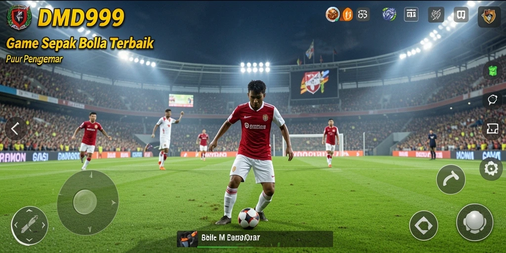 Screenshot DMD999 menampilkan momen seru pertandingan sepak bola.