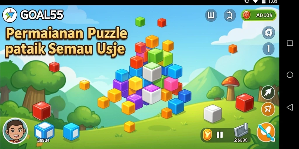 Screenshot GOAL55 menampilkan gameplay Puzzle yang penuh tantangan.