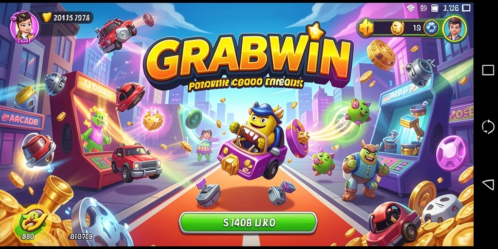 Tampilan gameplay seru dari GRABWIN yang penuh warna.