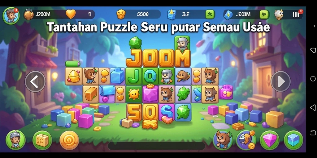 Tampilan gameplay J200M dengan berbagai teka-teki menarik.