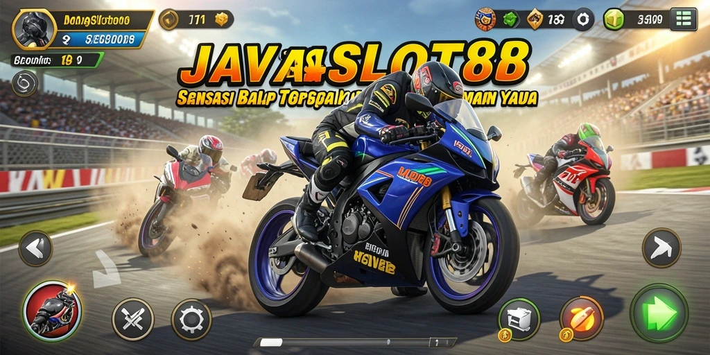 Tampilan gameplay balap motor yang seru di JAVASLOT88.