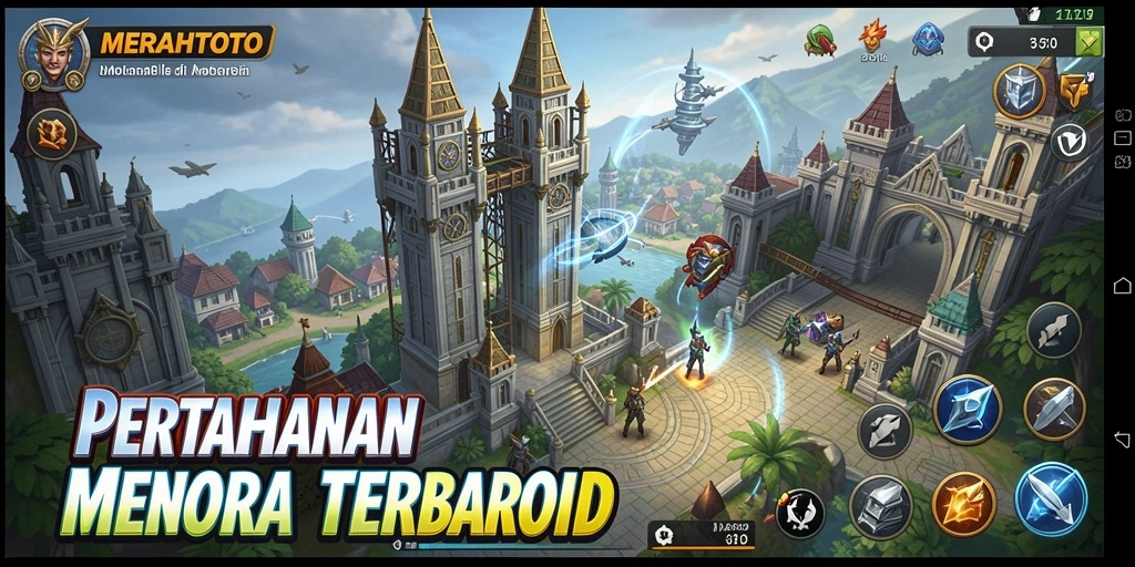 Tampilan menarik gameplay Tower Defense di MERAHTOTO.