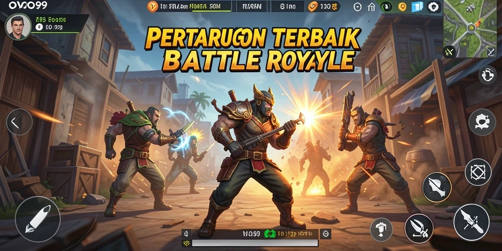 Tampilan gameplay Battle Royale yang mendebarkan di OVO99.