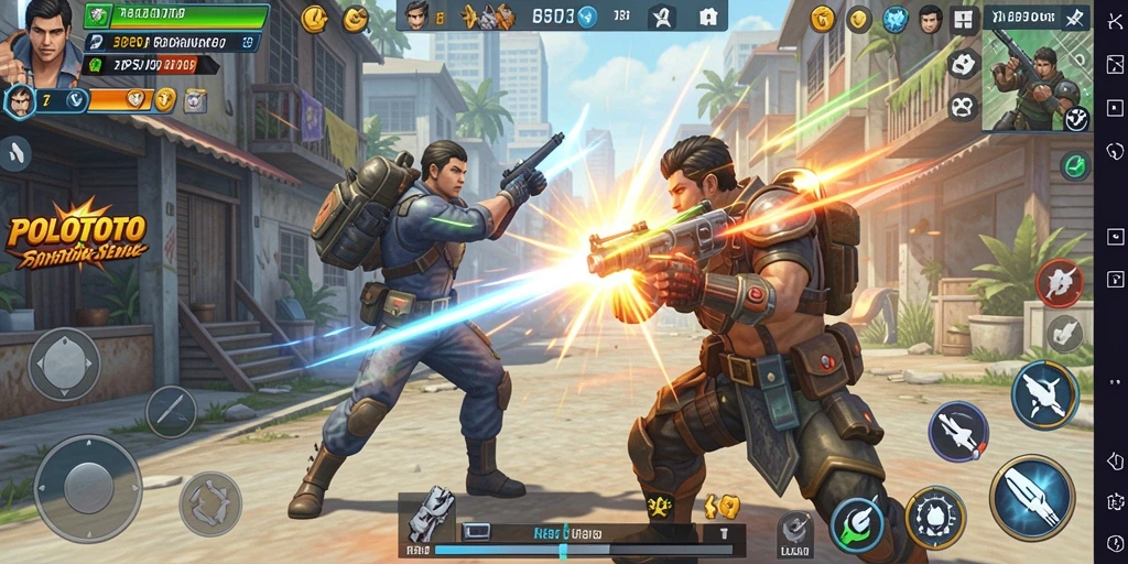 Gameplay seru di POLOTOTO dengan aksi tembak-menembak yang menegangkan.
