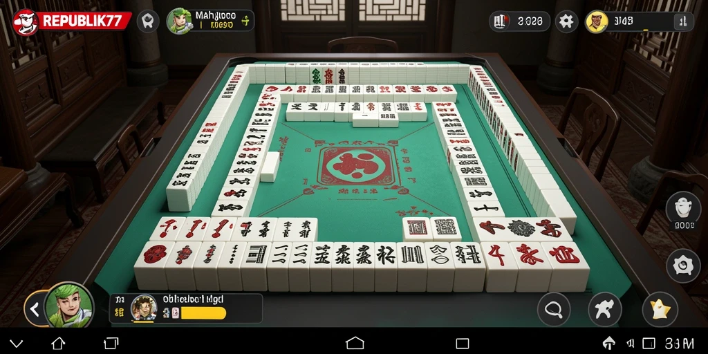 Tampilan gameplay Mahjong yang mendebarkan dan interaktif.