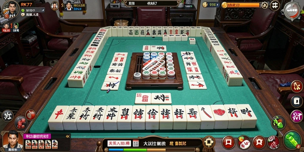 Tangkapan layar permainan RK77 menampilkan gameplay Mahjong yang menarik.