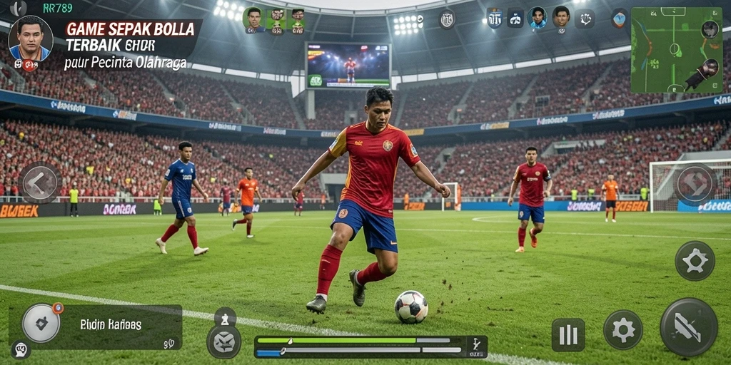 Screenshot gameplay <strong>RR789</strong> yang mendebarkan dalam aksi sepak bola.