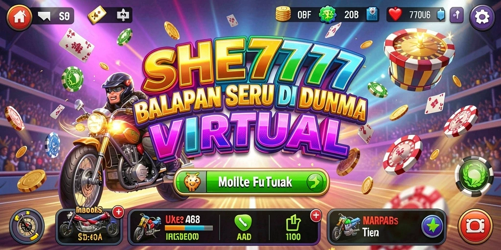 Screenshot gameplay SHE777 menampilkan aksi balapan yang intens.