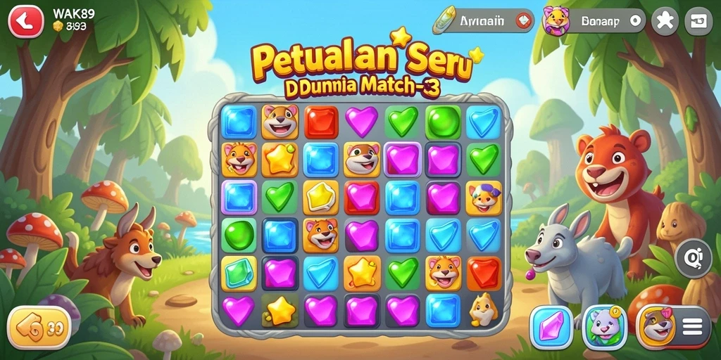 Tampilan gameplay WAK89 yang penuh warna dan menawan.
